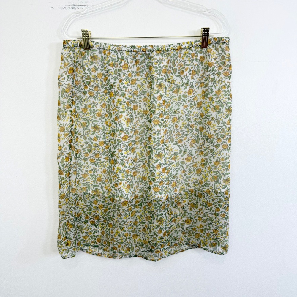 J.Crew Floral Cupro Pull-On Mini Skirt Green Yellow Size M
